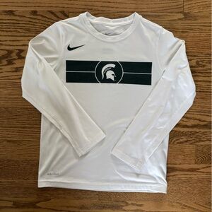 Youth Nike Dri-FIT White Tee with Spartan logo